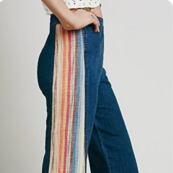 Free People SACRED VALLEY BLANKET PANTS Flare Jeans - Picture 3 of 9